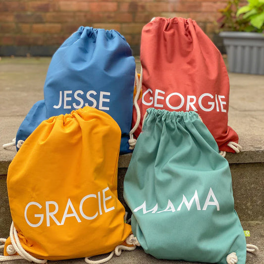 Four personalised PE bags