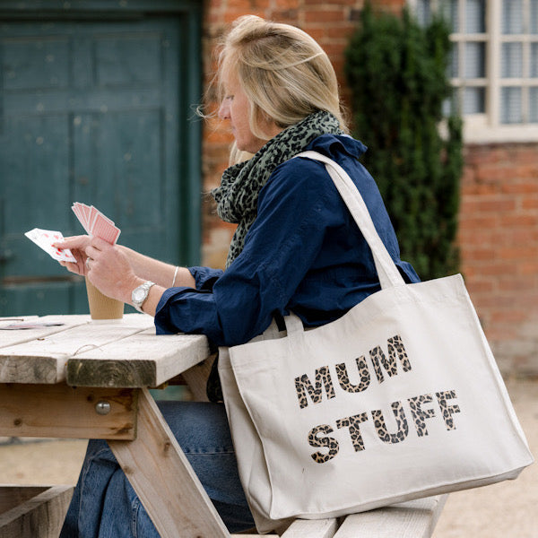 PERSONALISED NATURAL TOTE WITH LEOPARD PRINT