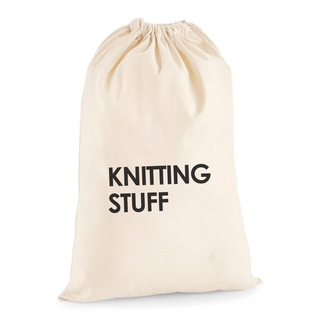 KNITTING STUFF DRAWSTRING BAG