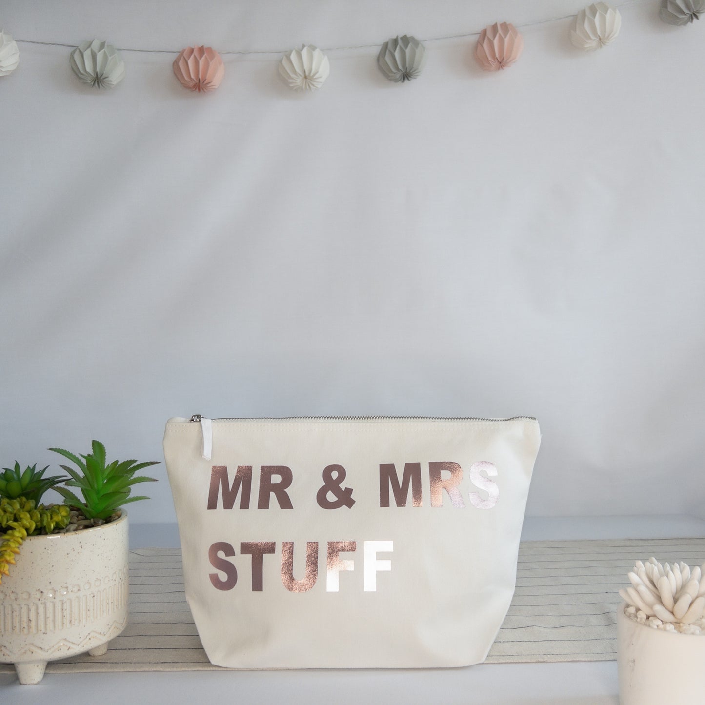 PERSONALISED LARGE WHITE CANVAS WEDDING POUCH