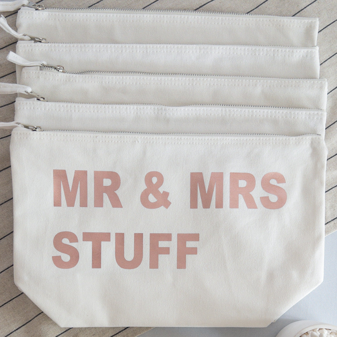 PERSONALISED LARGE WHITE CANVAS WEDDING POUCH