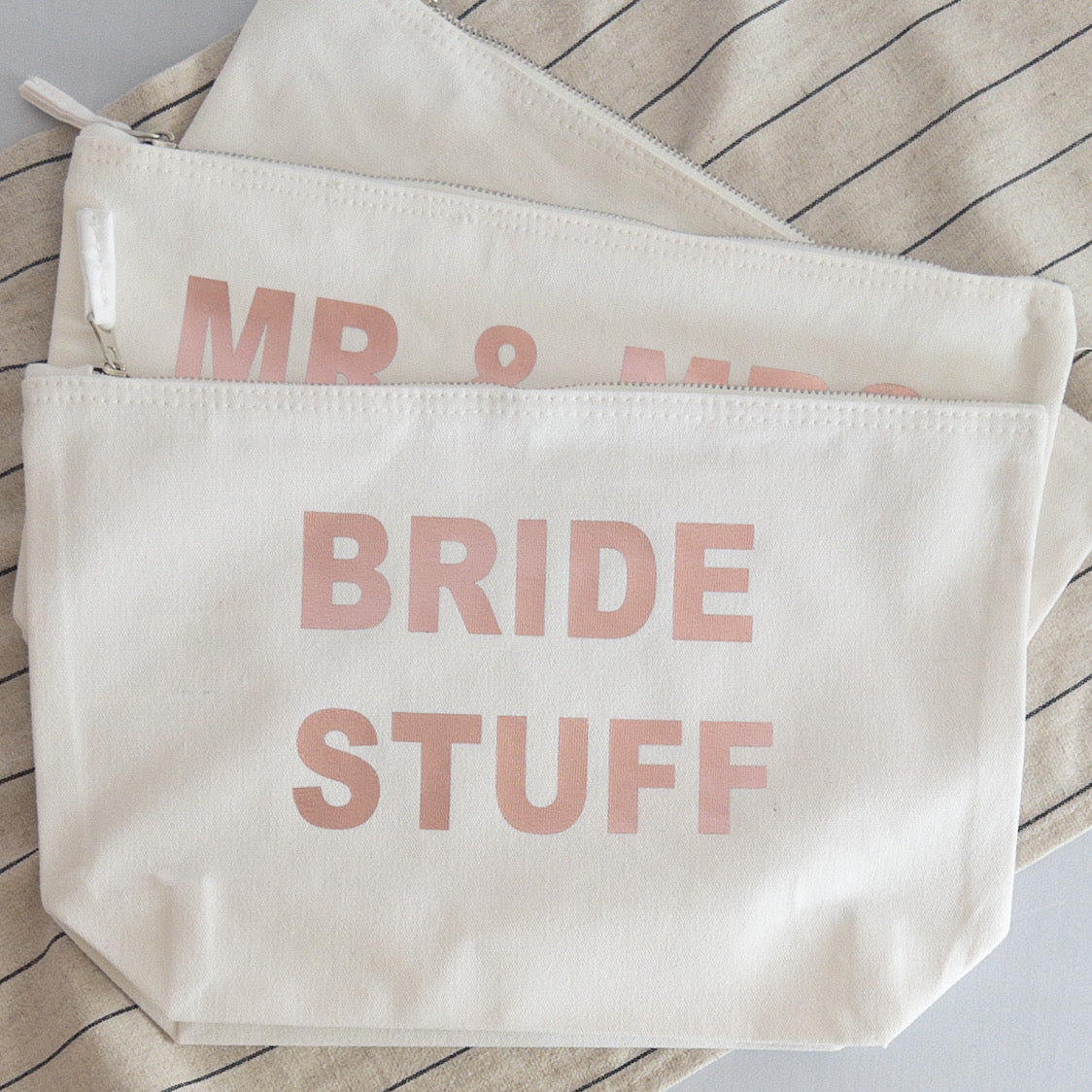 PERSONALISED LARGE WHITE CANVAS WEDDING POUCH