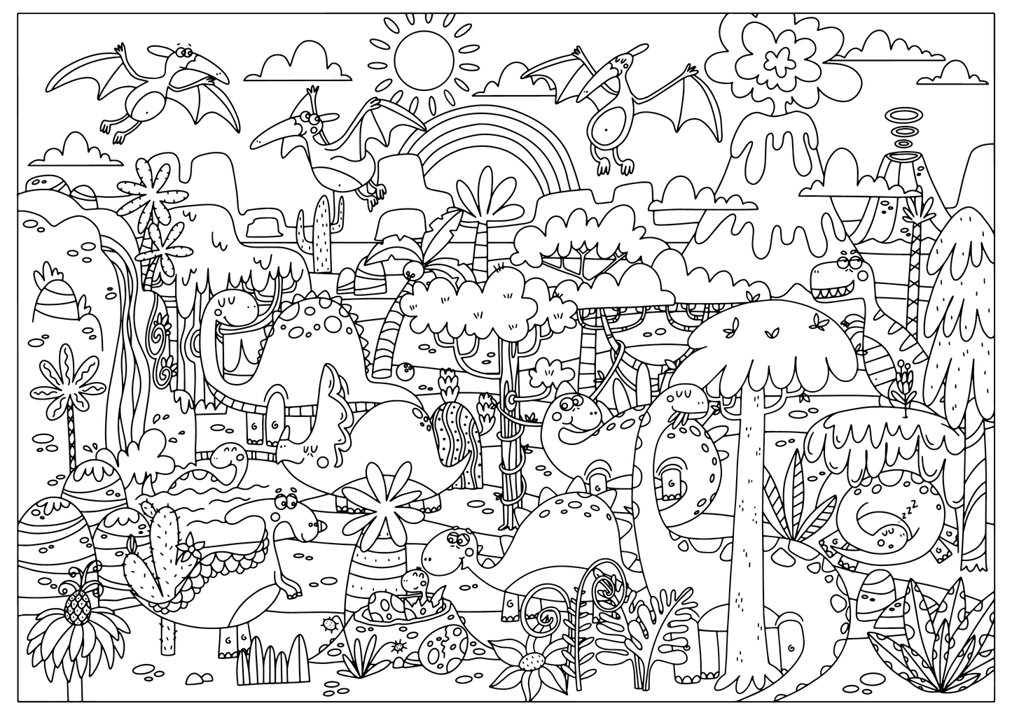 COLOURING POSTER DINOSAUR LAND