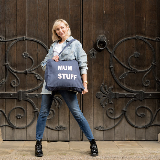 PERSONALISED DENIM BLUE TOTE WITH ROSE GOLD PRINT